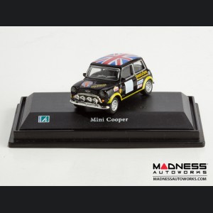 Hongwell Cararama Mini Cooper- 1/72 Scale Diecast Model Car - Black W/ British Flag