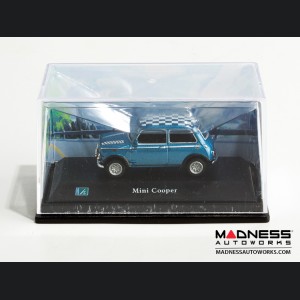 Hongwell Cararama Mini Cooper- 1/72 Scale Diecast Model Car - Blue W/ Checkered Design