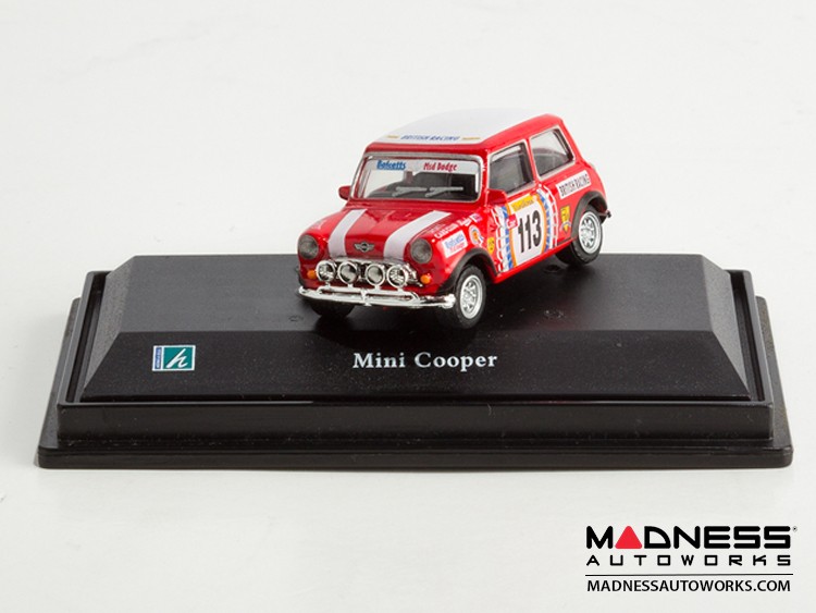 Hongwell Cararama Mini Cooper- 1/72 Scale Diecast Model Car - Red W/ White (113)
