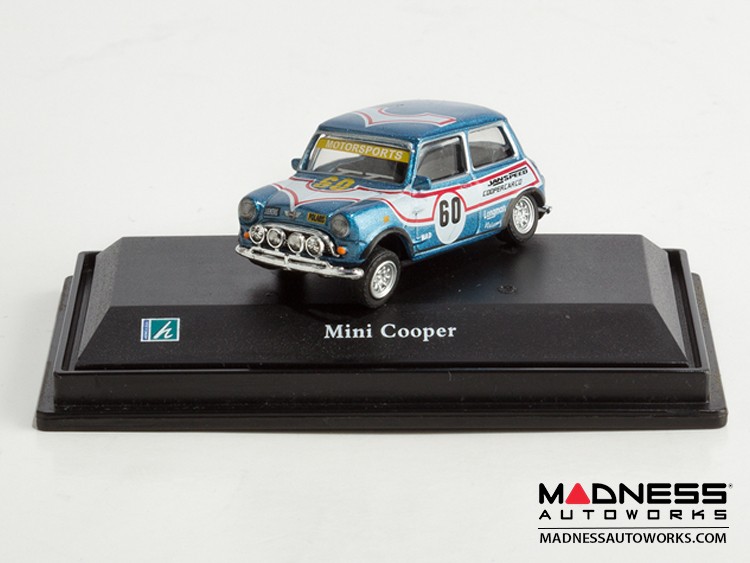 Hongwell Cararama Mini Cooper- 1/72 Scale Diecast Model Car - Blue W/ White Stripe 