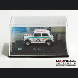 Hongwell Cararama Mini Cooper- 1/72 Scale Diecast Model Car - White W/ Green Stripe