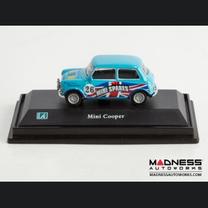 Hongwell Cararama Mini Cooper- 1/72 Scale Diecast Model Car - Light Blue W/ British Flag