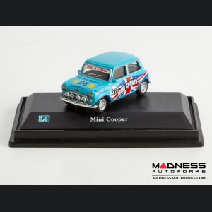 Hongwell Cararama Mini Cooper- 1/72 Scale Diecast Model Car - Light Blue W/ British Flag