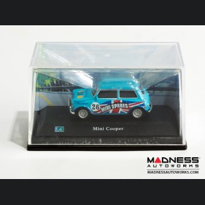 Hongwell Cararama Mini Cooper- 1/72 Scale Diecast Model Car - Light Blue W/ British Flag