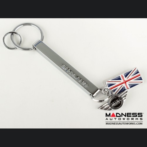 Keychain  - MINI Cooper - England Logo W/ British Flag