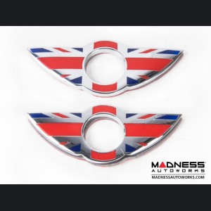 MINI Cooper Door Lock Knob Emblem - Union Jack Wings (R55/ R56/ R57/ R58/ R59 Models)