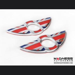 MINI Cooper Door Lock Knob Emblem - Union Jack Wings (R55/ R56/ R57/ R58/ R59 Models)