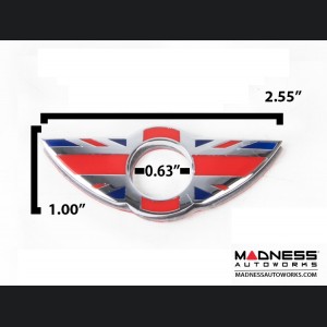 MINI Cooper Door Lock Knob Emblem - Union Jack Wings (R55/ R56/ R57/ R58/ R59 Models)