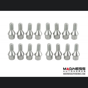 MINI Cooper Lug Bolt Set by Farad - Set of 16 - M14x1.25 - 60° Cone Seat - Silver (R55/ R56/ R57/ R58/ R59 Models)