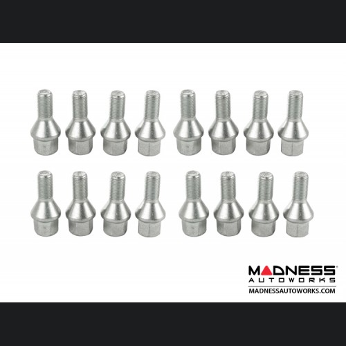 MINI Cooper Lug Bolt Set by Farad - Set of 16 - M12x1.5 - 60° Cone Seat - Silver (R50/ R52/ R53 Models)