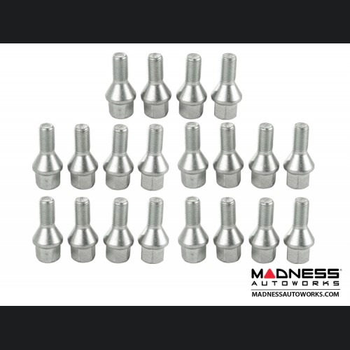 MINI Cooper Lug Bolt Set by Farad - Set of 20 - M14x1.25 - 60° Cone Seat - Silver (R60/ R61 Models)