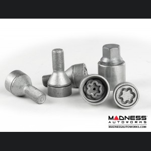 MINI Cooper Lug Bolt and Lock Set by Farad - Set of 16 - M12x1.5 - 60° Cone Seat - Silver (R50/ R52/ R53 Models)