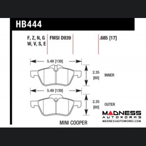 MINI Cooper Performance Brake Pad Set by Hawk Performance - Blue-42 Race - Front (R50 / R52 / R53 Models)