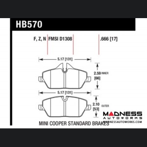 MINI Cooper Performance Brake Pad Set by Hawk Performance - HPS - Front (R55 / R56 / R57 / R58 / R59 Models)