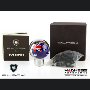 MINI Cooper Gear Shift Knob - Chrome w/ Australian Flag Design