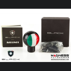 MINI Cooper Gear Shift Knob - Black w/ Italian Flag Design