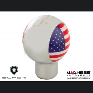 MINI Cooper Gear Shift Knob - Chrome w/ American Flag Design