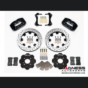 MINI Cooper Brake Conversion Kit - Wilwood Dynapro 4 Piston Front Brake Kit (Black Powder Coat Calipers / SRP Drilled & Slotted Rotors) (R55 / R56 / R57 Model)