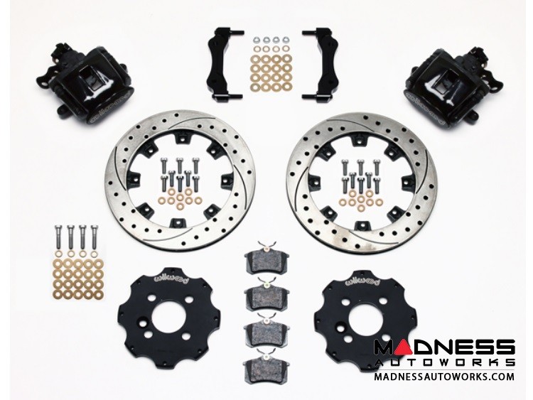 MINI Cooper Brake Conversion Kit - Wilwood Rear Brake Upgrade Kit (Black Powder Coated Calipers / Drilled & Slotted Rotors) (R55 / R56 / R57 Model)