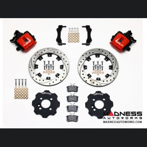 MINI Cooper Brake Conversion Kit - Wilwood Rear Brake Upgrade Kit (Red Powder Coated Calipers / Drilled & Slotted Rotors) (R55 / R56 / R57 Model)