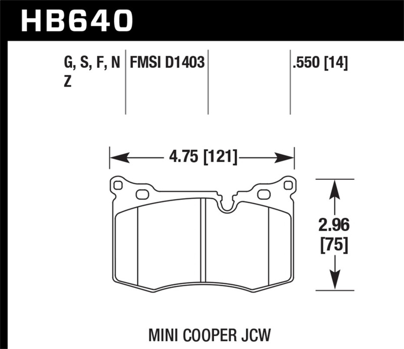 Mini Cooper John Cooper Works Coupe Brake Pads - Front - Hawk Performance - HPS 5.0 - `14-`15