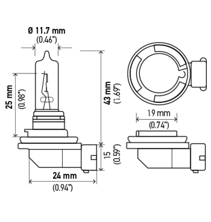 Mini Cooper Headlight Bulb - Hella - H9 12V/100W XB - Xenon White - `02-`04