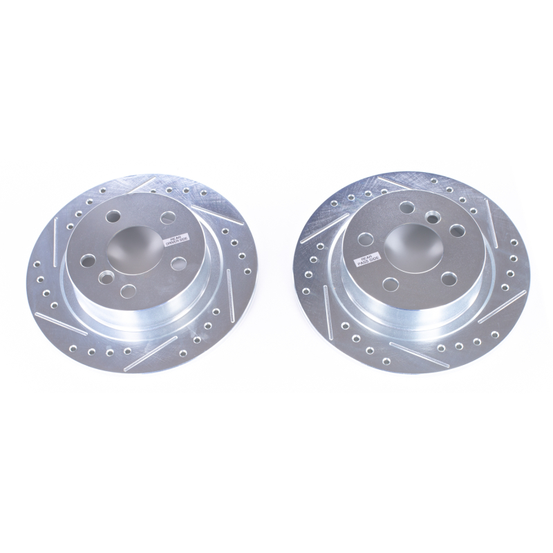 Mini Cooper Clubman Brake Rotors (2) - Rear - PowerStop - Evolution Drilled & Slotted - Silver - `16-`19
