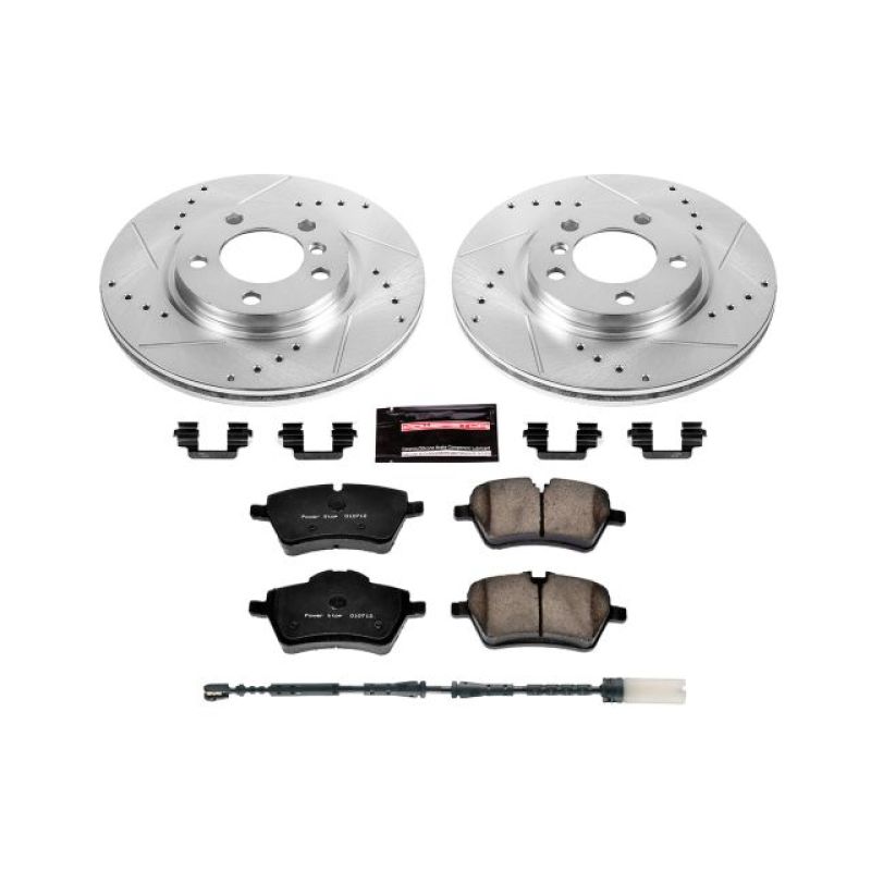 Mini Cooper Countryman Brake Kit - Front - PowerStop - Drilled & Slotted Rotors + Carbon-Fiber Ceramic Pads - `11-`16