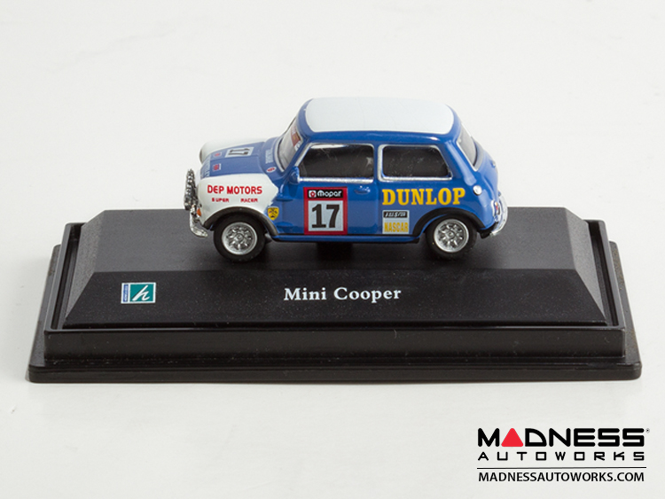 Hongwell Cararama Mini Cooper- 1/72 Scale Diecast Model Car - Blue W/ White 
