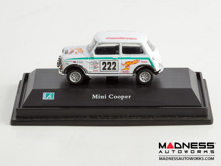 Hongwell Cararama Mini Cooper- 1/72 Scale Diecast Model Car - White W/ Green Stripe