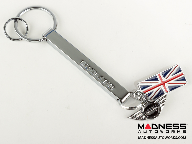 Keychain  - MINI Cooper - England Logo W/ British Flag