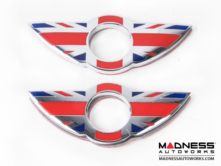 MINI Cooper Door Lock Knob Emblem - Union Jack Wings (R55/ R56/ R57/ R58/ R59 Models)
