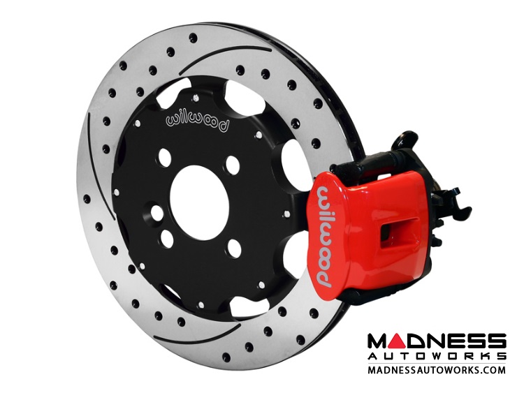 MINI Cooper Brake Conversion Kit - Wilwood Rear Brake Upgrade Kit (Red Powder Coated Calipers / Drilled & Slotted Rotors) (R55 / R56 / R57 Model)